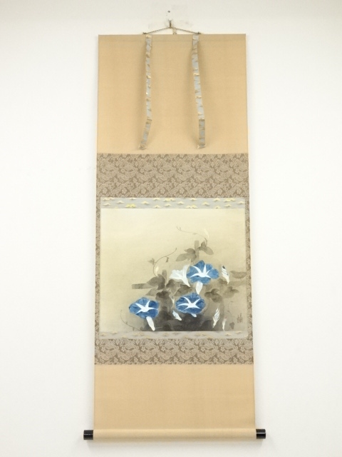 JAPANESE WALL HANGING SCROLL / HAND PAINTED / MORNING GLOGY / ARTIST WORK